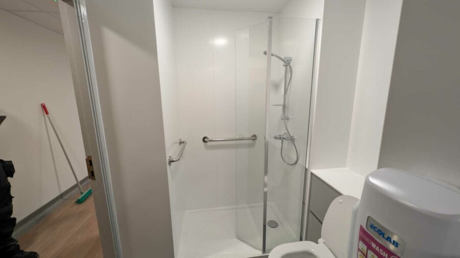 Frosted Glass Shower Privacy Film Installation at Chelsfield Park Hospital image 1