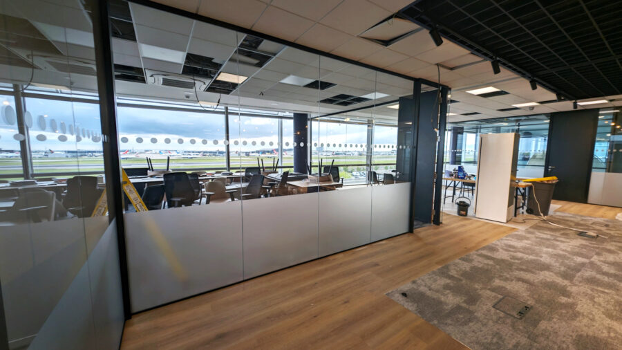 Office Frosted Glass Window Film and Branding for ABM at Heathrow image 2