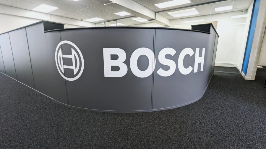 Reception Desk Wrap and Interior Branding for Bosch Service Centre in Hitchin image 1