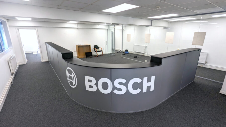 Reception Desk Wrap and Interior Branding for Bosch Service Centre in Hitchin image 2